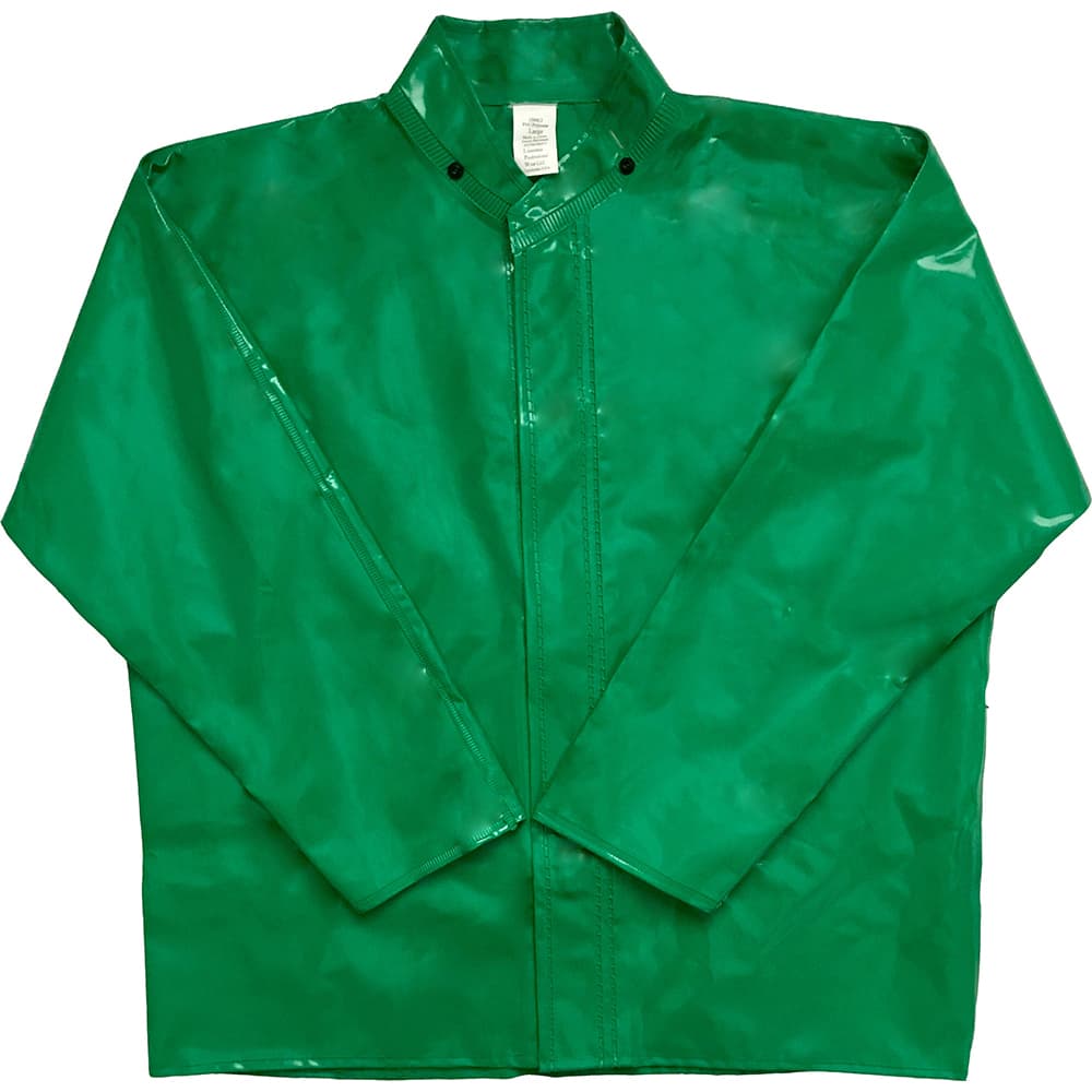 Louisiana Professional Wear - Rain & Chemical Wear; Garment Style: Rain Jacket ; Garment Type: Chemical Resistant; Flame Resistant; Waterproof; Rain ; Material: PVC/Polyester/Polyurethane ; Size: Large ; Color: Kelly Green ; Certification Type: ASTM D641 - Exact Tool & Supply