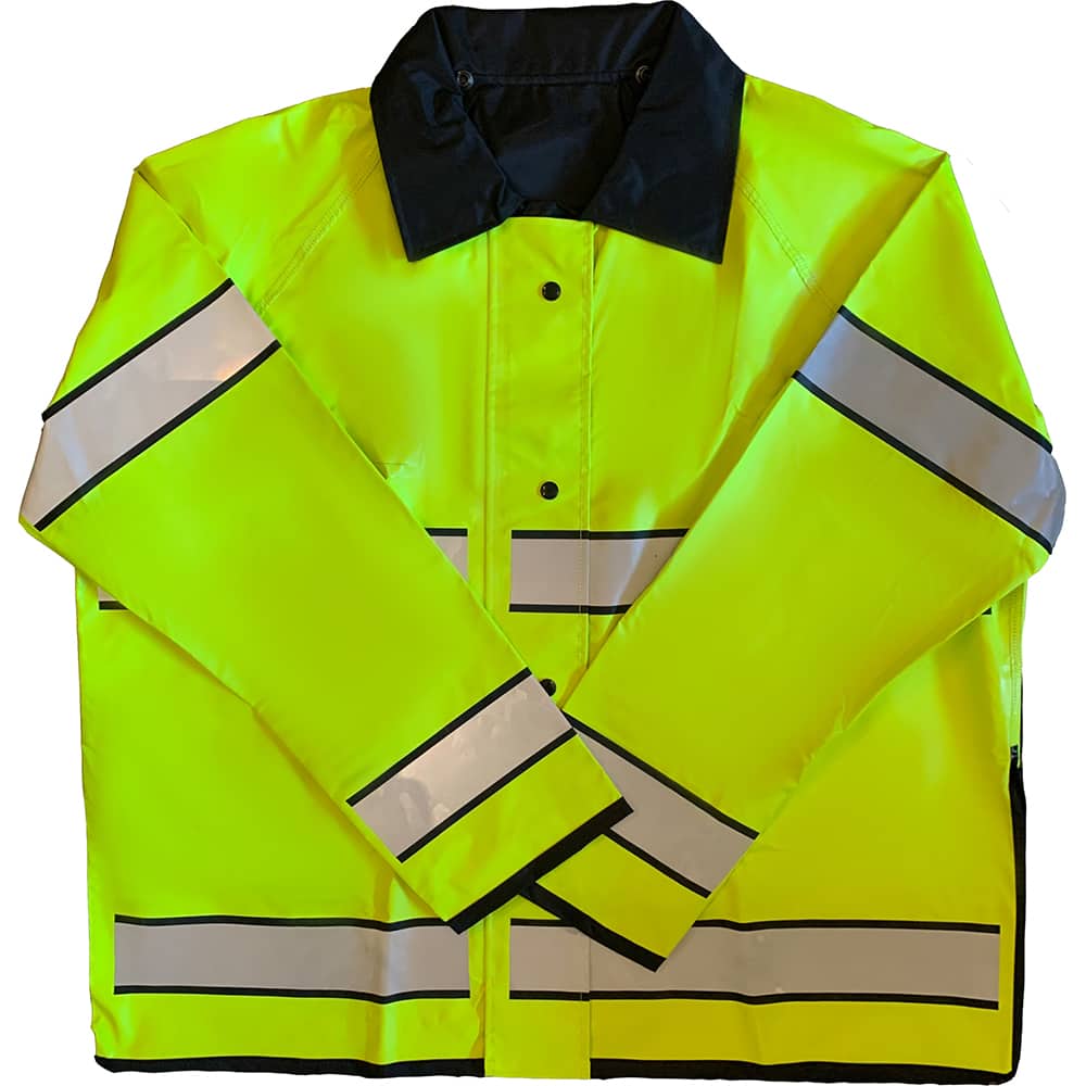 Louisiana Professional Wear - Rain & Chemical Wear; Garment Style: Rain Jacket ; Garment Type: High Visibility; Rain; Waterproof ; Material: Polyurethane/Nylon ; Size: 2X-Large ; Color: Fluorescent Yellow/Black ; Certification Type: ANSI/ISEA 107-2015 Ty - Exact Tool & Supply