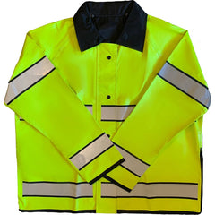 Louisiana Professional Wear - Rain & Chemical Wear; Garment Style: Rain Jacket ; Garment Type: High Visibility; Rain; Waterproof ; Material: Polyurethane/Nylon ; Size: Medium ; Color: Fluorescent Yellow/Black ; Certification Type: ANSI/ISEA 107-2015 Type - Exact Tool & Supply