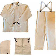Louisiana Professional Wear - Rain & Chemical Wear; Garment Style: Coverall ; Garment Type: Chemical Resistant; Flame Resistant; Waterproof; Rain ; Material: PVC/Nylon ; Size: 2X-Large ; Color: White ; Certification Type: ASTM D6413; ASTM F903 - Exact Tool & Supply