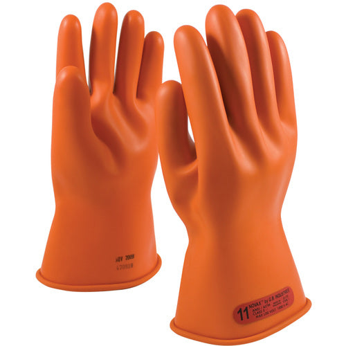 ‎147-0-11/9 - Novax - Natural Rubber Insulating Glove - Class 0 - 11″ - Orange - Straight Cuff - Exact Tool & Supply