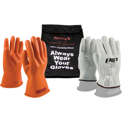 ‎147-SK-0/10-KIT - Novax Insulating Glove Kit - Class 0 - 11″ - Orange - Straight Cuff - Exact Tool & Supply