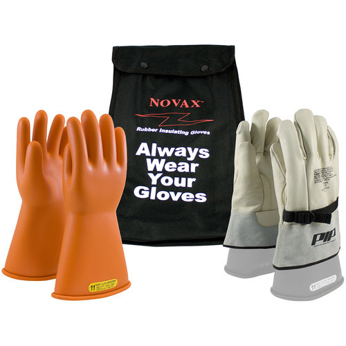 ‎147-SK-2/9-KIT - Novax Insulating Glove Kit - Class 2 - 14″ - Orange - Straight Cuff - Exact Tool & Supply