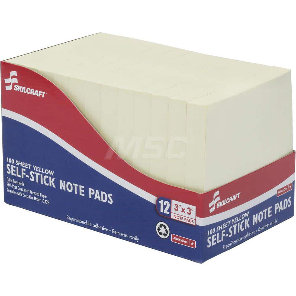 Ability One - Note Pads, Writing Pads & Notebooks; Writing Pads & Notebook Type: Self-Stick Notes ; Size: 3 x 3 ; Number of Sheets: 100 ; Color: Yellow ; Additional Information: Self-Stick Pads - Exact Tool & Supply