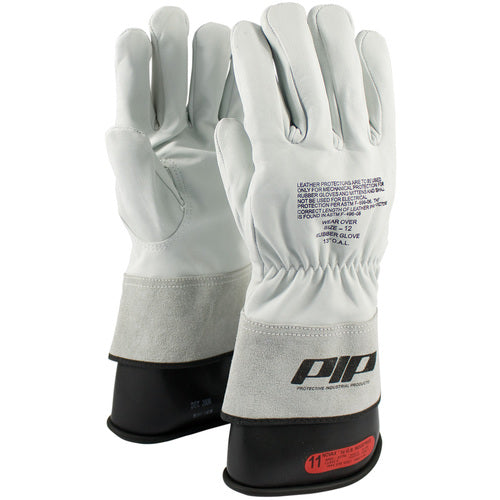 ‎148-2000/9 Leather Gloves - Leather Protector - Grain Goatskin - Class 00-0 - 13 In. - Gauntlet Cuff - Exact Tool & Supply