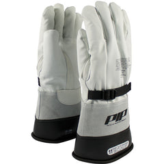 ‎148-5000/9 Leather Gloves - Leather Protector - Grain Goatskin - Class 1-2 - 12 In. - Gauntlet Cuff - Exact Tool & Supply