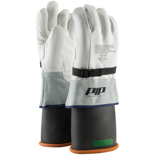 ‎148-7000/10 Leather Gloves - Leather Protector - Grain Goatskin - Class 3-4 - 13 In. Gauntlet Cuff - Exact Tool & Supply