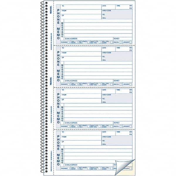 REDIFORM - Note Pads, Writing Pads & Notebooks Writing Pads & Notebook Type: Telephone Message Book Size: 5-3/4 x 11 - Exact Tool & Supply