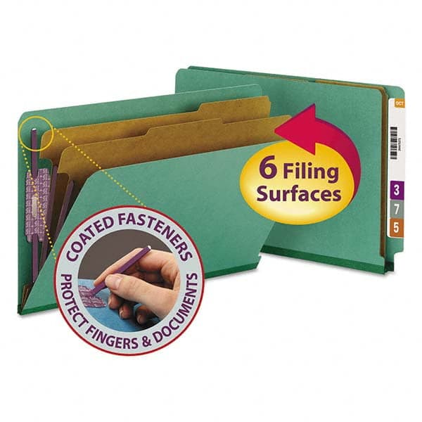 SMEAD - File Folders, Expansion Folders & Hanging Files Folder/File Type: Classification Folders with End Tab Fastener Color: Green - Exact Tool & Supply