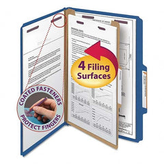 SMEAD - File Folders, Expansion Folders & Hanging Files Folder/File Type: Classification Folders with Tob Tab Fastener Color: Blue - Exact Tool & Supply