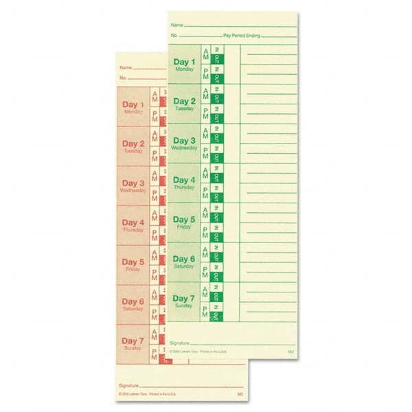 Lathem Time - Time Cards & Time Clock Accessories Type: Bi-Weekly/Weekly Time Cards For Use With: All Side Print Time Clocks - Exact Tool & Supply