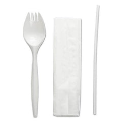 Boardwalk - School Cutlery Kit, Napkin/Spork/Straw, White, 1000/Carton - Exact Tool & Supply