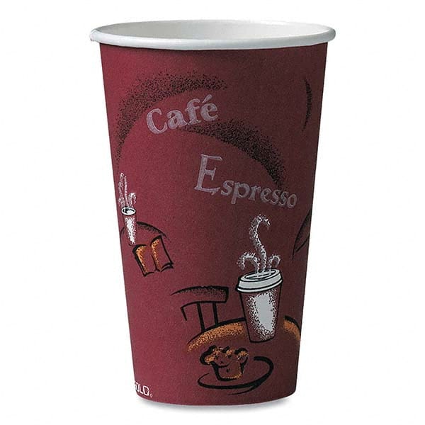 DART - Solo Bistro Design Hot Drink Cups, Paper, 16 oz, Maroon, 1000/Carton - Exact Tool & Supply