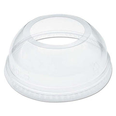 DART - Open-Top Dome Lid for 16-24 oz Plastic Cups, Clear, 1.9" Diam Hole, 1000/Carton - Exact Tool & Supply
