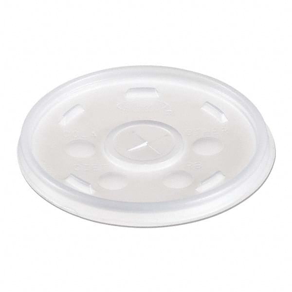 DART - Plastic Lids, for 12 oz Hot/Cold Foam Cups, Slip-Thru Lid, White, 1000/Carton - Exact Tool & Supply