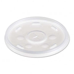 DART - Plastic Lids, for 12 oz Hot/Cold Foam Cups, Slip-Thru Lid, White, 1000/Carton - Exact Tool & Supply