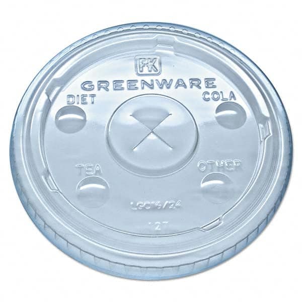 Fabri-Kal - Greenware Cold Drink Lids, Fits 16-18, 24 oz Cups, X-Slot, Clear, 1000/Carton - Exact Tool & Supply