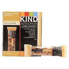 KIND - Snacks, Cookies, Candy & Gum Breakroom Accessory Type: Granola Bars Breakroom Accessory Description: Nuts and Spices Bar, Caramel Almond and Sea Salt, 1.4 oz Bar, 12/Box - Exact Tool & Supply