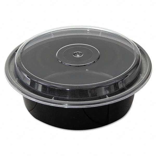 Pactiv - VERSAtainers, Black/Clear, 32 oz, 7" Diam x 2"H, 150/Carton - Exact Tool & Supply