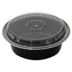 Pactiv - VERSAtainers, Black/Clear, 32 oz, 7" Diam x 2"H, 150/Carton - Exact Tool & Supply