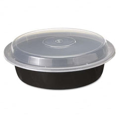 Pactiv - VERSAtainers, 1-Comp, Black/Clear, 24 oz, 7" Diam, 150/Carton - Exact Tool & Supply