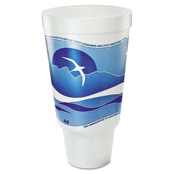 DART - Horizon Flush Fill Foam Cup, Hot/Cold, 44 oz, Ocean Blue/White, 15/Bag - Exact Tool & Supply