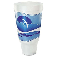 DART - Horizon Flush Fill Foam Cup, Hot/Cold, 44 oz, Ocean Blue/White, 15/Bag - Exact Tool & Supply