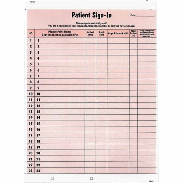 Tabbies - Note Pads, Writing Pads & Notebooks Writing Pads & Notebook Type: Sign-In Label Form Size: 8-1/2 x 11-5/8 - Exact Tool & Supply