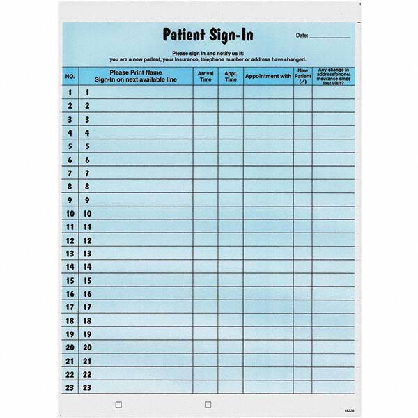 Tabbies - Note Pads, Writing Pads & Notebooks Writing Pads & Notebook Type: Sign-In Label Form Size: 8-1/2 x 11-5/8 - Exact Tool & Supply