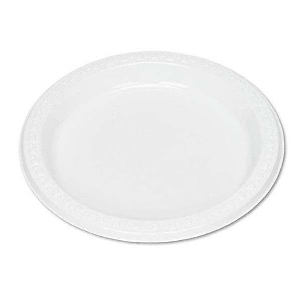 Tablemate Products - Plastic Dinnerware, Plates, 7" Diam, White, 125/Pack - Exact Tool & Supply