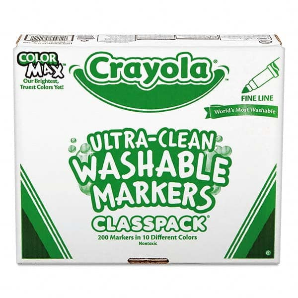 Crayola - Markers & Paintsticks Type: Marker Color: Black; Blue; Brown; Gray; Green; Orange; Pink; Red; Violet; Yellow - Exact Tool & Supply