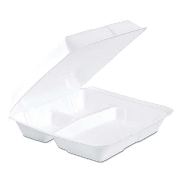 DART - Foam Container, Hinged Lid, 3-Comp, 9 1/2 x 9 1/4 x 3, 200/Carton - Exact Tool & Supply
