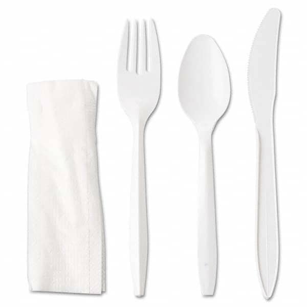 GEN - Wrapped Cutlery Kit, Fork/Knife/Spoon/Napkin, White, 250/Carton - Exact Tool & Supply