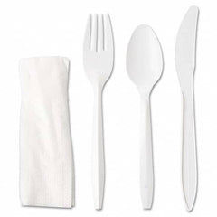 GEN - Wrapped Cutlery Kit, Fork/Knife/Spoon/Napkin, White, 250/Carton - Exact Tool & Supply