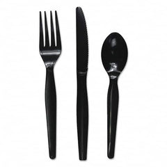 Boardwalk - Three-Piece Cutlery Kit, Fork/Knife/Teaspoon, Heavyweight, Black, 250/Carton - Exact Tool & Supply