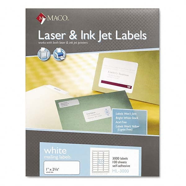 MACO - Labels, Ribbons & Tapes Type: Address Label Color: White - Exact Tool & Supply
