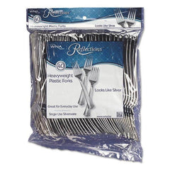 WNA - Reflections Heavyweight Plastic Utensils, Fork, Silver, 7", 40/pack - Exact Tool & Supply