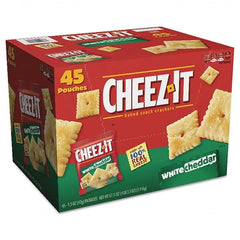 Sunshine - Snacks, Cookies, Candy & Gum Breakroom Accessory Type: Crackers Breakroom Accessory Description: Cheez-it Crackers, 1.5 oz Bag, White Cheddar, 45/Carton - Exact Tool & Supply