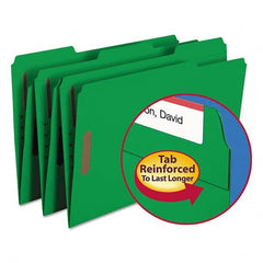 SMEAD - File Folders, Expansion Folders & Hanging Files Folder/File Type: File Folders with Top Tab Fastener Color: Green - Exact Tool & Supply
