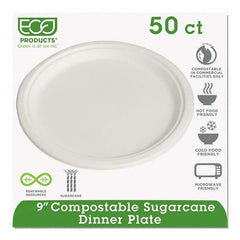 ECO PRODUCTS - Renewable & Compostable Sugarcane Plates, 9", 50/PK - Exact Tool & Supply