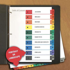 UNIVERSAL - Tabs, Indexes & Dividers Indexes & Divider Type: Preprinted Numeric Size: 11 x 8-1/2 - Exact Tool & Supply