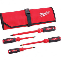 Milwaukee Tool - Screwdriver Sets Screwdriver Types Included: Insulated Slotted; Phillips Number of Pieces: 4 - Exact Tool & Supply
