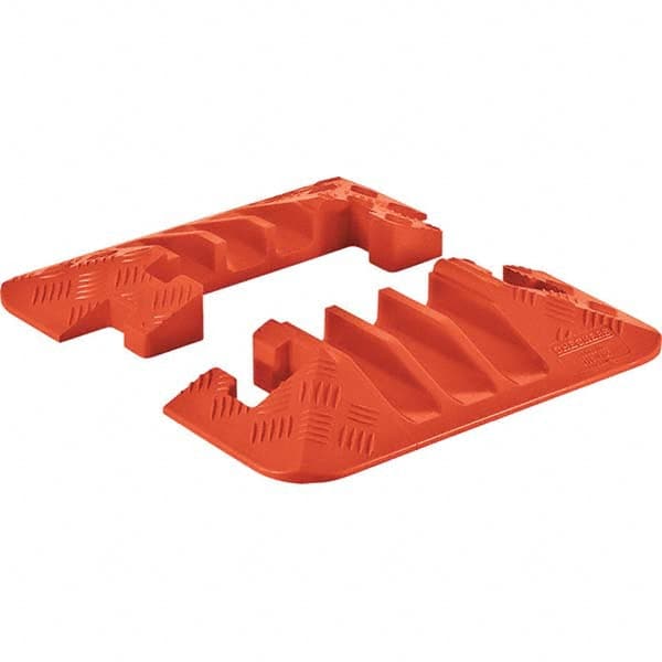 Checkers - 1 2-Piece 3 8' OAL 2-1/4 Max Cable Diam Yellow & Orange On Floor Cable Cover - Exact Tool & Supply
