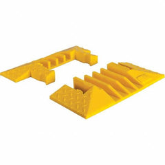 Checkers - 1 2-Piece 4-Channel 8' OAL 1-1/4 Max Cable Diam Yellow On Floor Cable Cover - Exact Tool & Supply