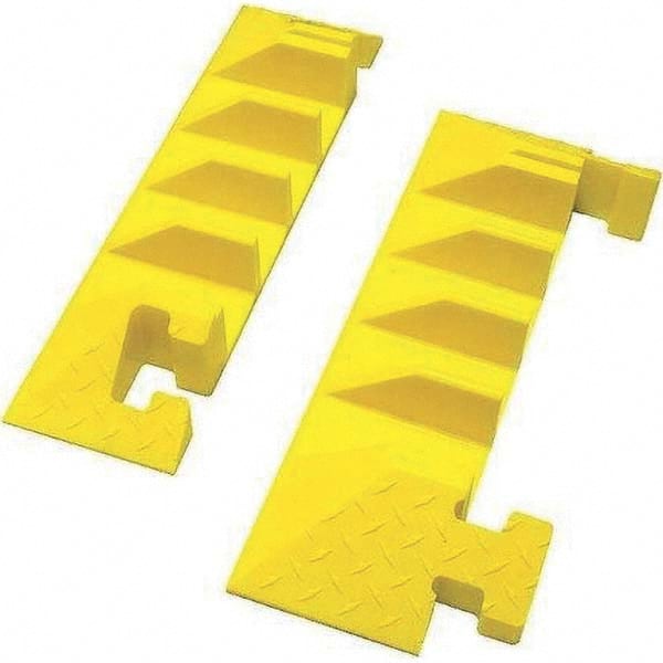 Checkers - 1 2-Piece 4-Channel 19' OAL 4 Max Cable Diam Yellow & Black On Floor Cable Cover - Exact Tool & Supply
