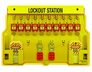 Padllock Wall Station - 15-1/2 x 22 x 1-3/4''-With (10) Xenoy Padlocks - Exact Tool & Supply