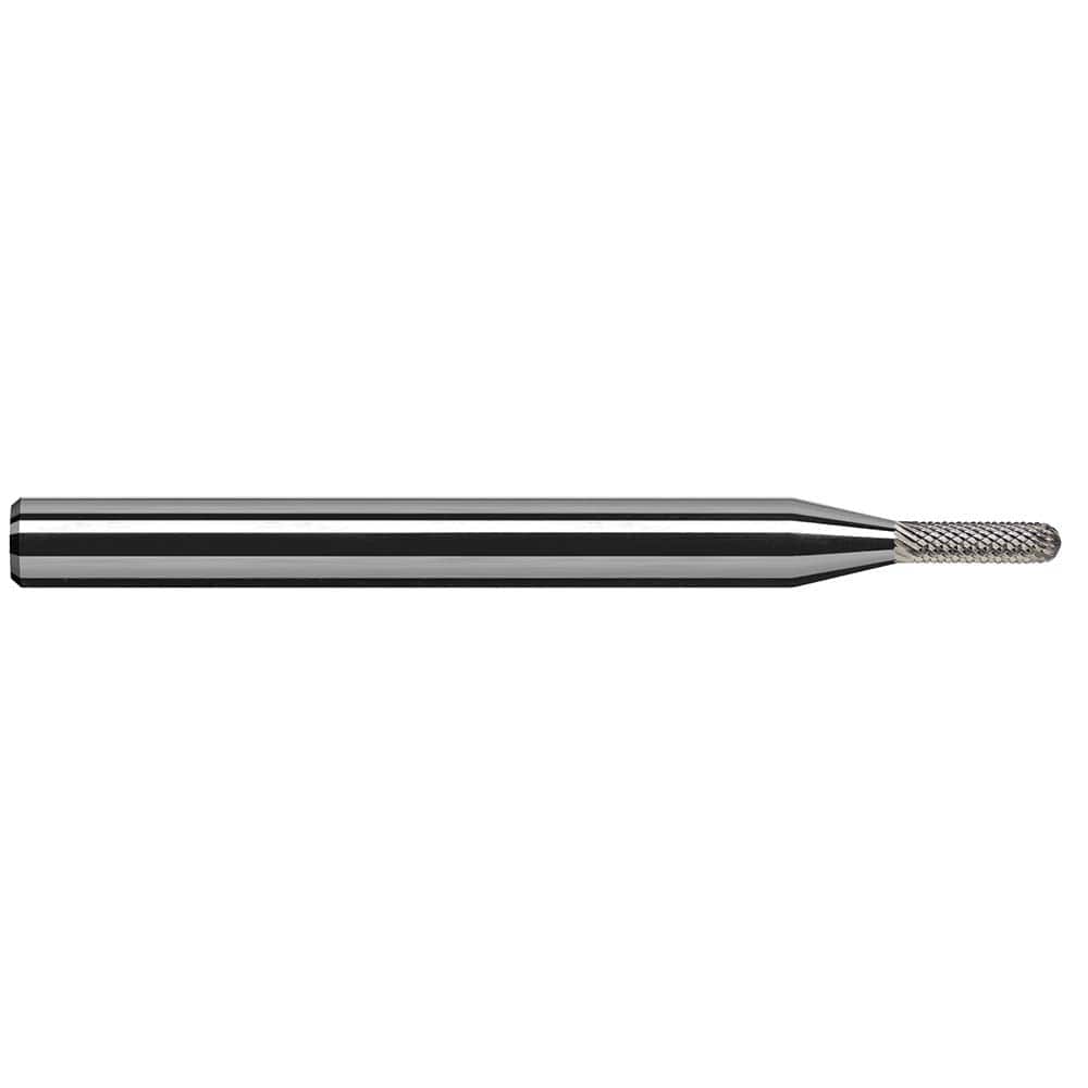 Harvey Tool - 3/32" Cut Diam, 1/8" Shank Diam, Solid Carbide Double Cut Ball Burr - Exact Tool & Supply