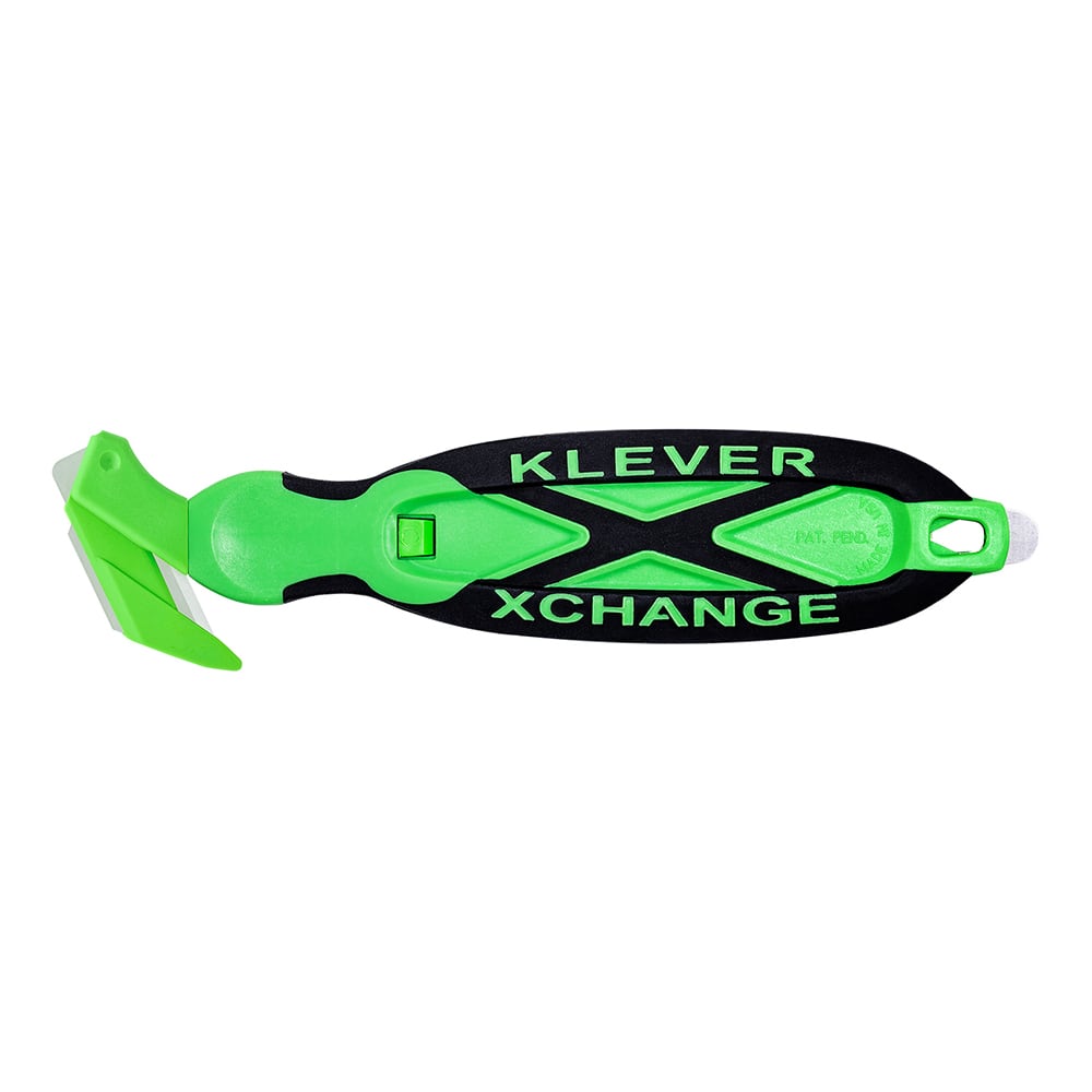 Klever Innovations - Utility Knives, Snap Blades & Box Cutters; Type: Safety Blade ; Blade Type: Concealed ; Number of Blades Included: 1 ; Number of Blades: 1 ; Handle Material: Plastic ; Color: Green - Exact Tool & Supply