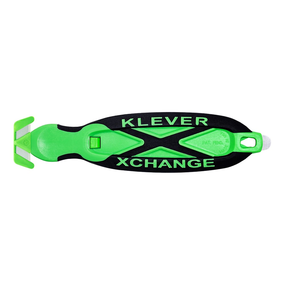 Klever Innovations - Utility Knives, Snap Blades & Box Cutters; Type: Safety Blade ; Blade Type: Concealed ; Number of Blades Included: 1 ; Number of Blades: 1 ; Handle Material: Plastic ; Color: Green - Exact Tool & Supply