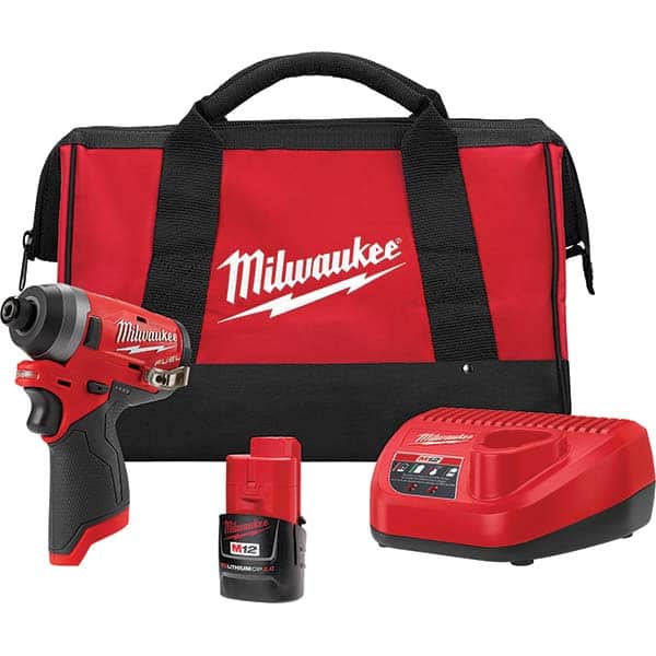 Milwaukee Tool - 12 Volt, 1/4" Drive, 1,300 In/Lb Torque, Battery Impact Driver - Exact Tool & Supply